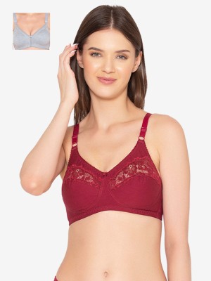 Groversons Paris Beauty Pack of 2 T-Shirt Non-Padded Bra (BR017-M-Grey-BR001-MAROON) Women T-Shirt Non Padded Bra(Maroon, Grey)