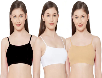 BRAAFEE PACK OF 3 Women's Girls fully stretchable cotton full coverage non padded bra Women Everyday Non Padded Bra(Multicolor)