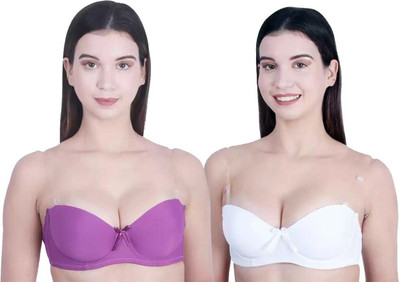 HouseOfCommon Women Balconette Lightly Padded Bra(White, Purple)