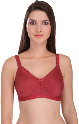 Featherline Perfect Fitted Poly Cotton Non-Padded Seamless Full Coverage - ELLA Women Minimizer Non Padded Bra(Maroon)