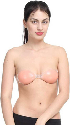 BALAJIE Silicone Self Adhesive Invisible Backless Women's Push Up Sticky Bra Women Stick-on Lightly Padded Bra(Beige)