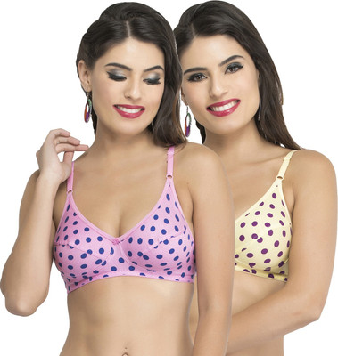 Docare Yummy Women Full Coverage Non Padded Bra(Pink, Yellow)