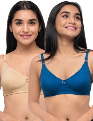 Lovable Contours Women T-Shirt Non Padded Bra(Blue, Beige)