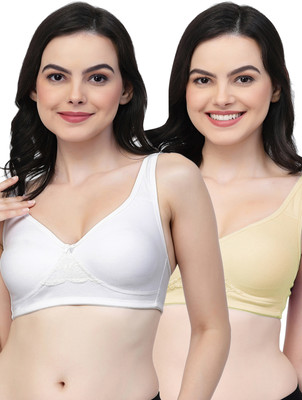 COLLEGE GIRL CG1214 Double Layered Women T-Shirt Non Padded Bra(White, Beige)