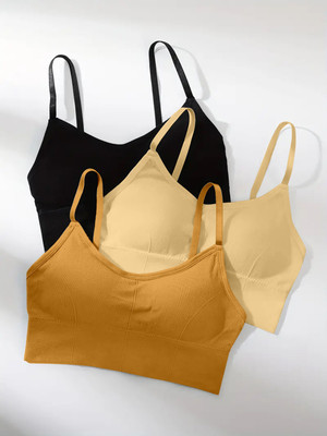 MAHEK CREATIVE 646-blk-skin-yellow-03-28 Women Everyday Lightly Padded Bra(Multicolor)