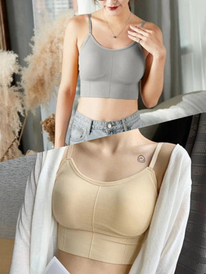 ZORWERN WOMEN CAMI LIGHT PADDED BRA Women Cami Bra Lightly Padded Bra(Beige, Grey)