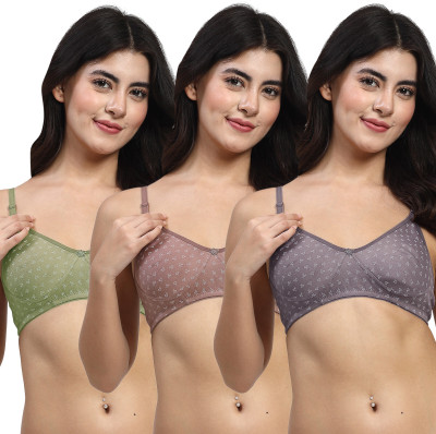 LILY itidaMino Women T-Shirt Non Padded Bra(Grey, Brown, Green)