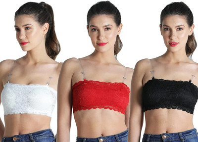 Unique Style Bandeau/Tube Bra for Women Women Bandeau/Tube Lightly Padded Bra(Black, White, Red)