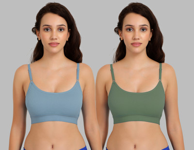Beach Curve B_Goma Bra Women Minimizer Non Padded Bra(Blue, Green)