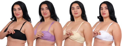 Fabme DeepNeck, Plus Size Women Maternity/Nursing Non Padded Bra(Multicolor)