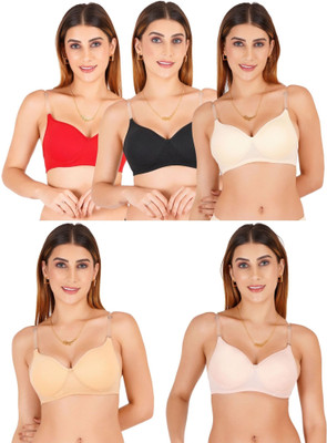 Liigne Transparent Strap Women Padded Bra Women Everyday Lightly Padded Bra(Red)