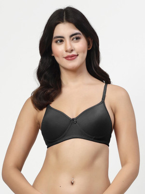 LILY maofcigam Women T-Shirt Heavily Padded Bra(Black)
