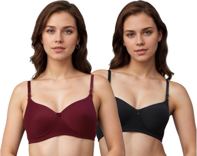 Cups & Lace Women T-Shirt Non Padded Bra(Multicolor)