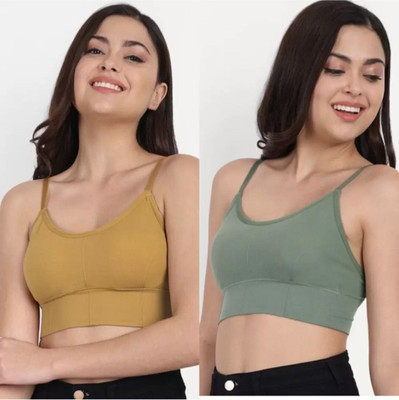 BRANKLY URJA Women Cami Bra Lightly Padded Bra Women Cami Bra Lightly Padded Bra(Green, Gold)