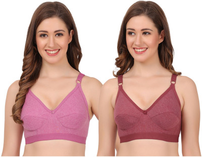 Wonkey Double Layer Cotton Blend Women Full Coverage Non Padded Bra(Multicolor)
