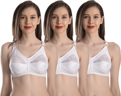 AODACH BRZ BRA COMBO P3S Women Full Coverage Non Padded Bra(White)