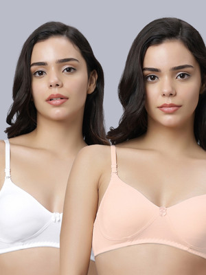 Eden EDEN103WHITEPEACH Women T-Shirt Non Padded Bra(White, Beige)