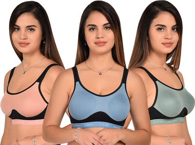 Lady One Women Sports Non Padded Bra(Light Blue, Light Green, Pink)