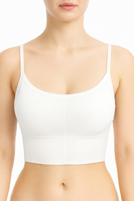Hpa Full Coverage Padded Bra for Girls/Women | Non-Wired, Slip-On Closure Women Sports Lightly Padded Bra(White)