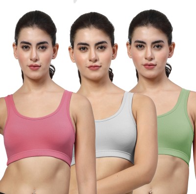 LILY StropsYttak Double Layered Women Sports Non Padded Bra(Maroon, Grey, Green)