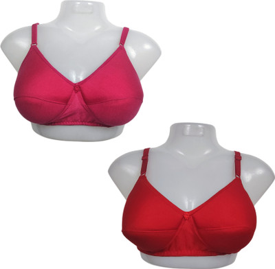 Maitri PACK OF 2 WOMEN SOLID PUSH-UP LIGHTLY PADDED BRA Women Everyday Lightly Padded Bra(Pink, Red)