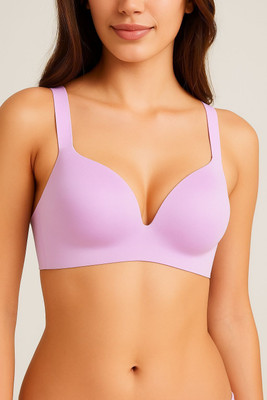 Essentialwear sexy, seamless non wired padded bra Women Plunge Lightly Padded Bra(Pink)