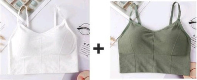 Rugleyne Women bra Cotton bra Women Everyday Lightly Padded Bra(White, Green)