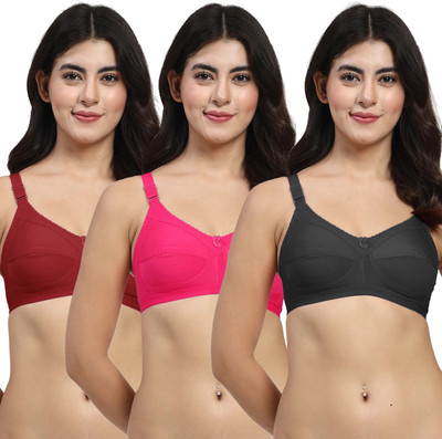 LILY C703 Women Minimizer Non Padded Bra(Black, Pink, Maroon)