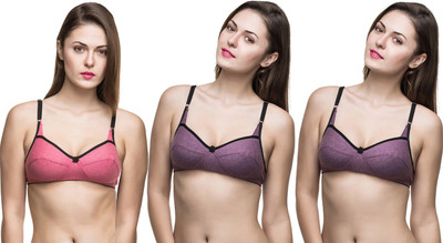 DreamBe 5Star Women Everyday Non Padded Bra(Pink, Purple, Purple)