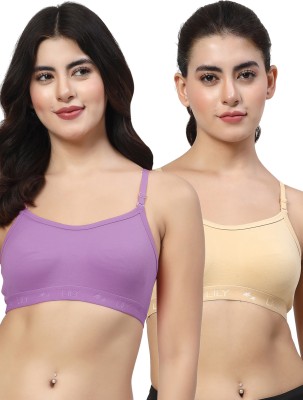 LILY 3321 Women Sports Non Padded Bra(Purple, Brown)