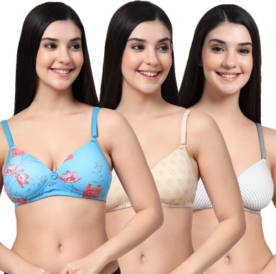 Erican ERPAD Women Everyday Lightly Padded Bra(Blue, Beige, Grey)