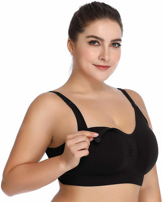 Zylum Fashion Women Feeding Bra Women Maternity/Nursing Lightly Padded Bra(Black)