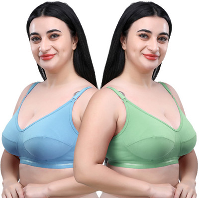 INKleider Women Everyday Non Padded Bra(Blue, Green)