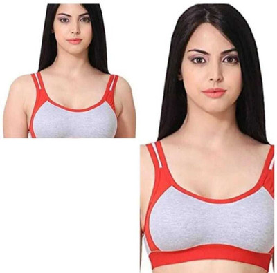 YuviKrissh Women's Hosiery Cotton Sports Bra For Women & Girls|Women's Bra (Pack of 2) Women Push-up Non Padded Bra(Multicolor)