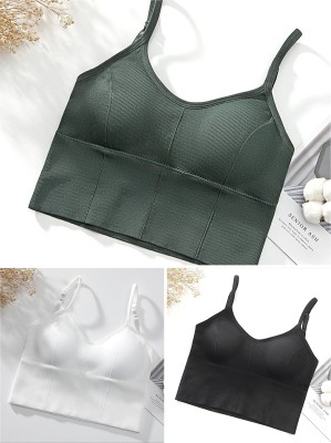 MEEMBOOLI Premium Quality Women Full Coverage Lightly Padded Bra Women Everyday Lightly Padded Bra(Green, White, Black)