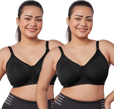maashie MAASHIE M5504 Women's Full Coverage Non Wired Seamless Padded Minimizer Bra Women Full Coverage Lightly Padded Bra(Black)