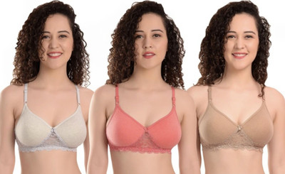 ishi Women Bralette Lightly Padded Bra(Grey, Pink, Beige)
