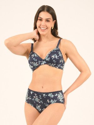 Da Intimo DI-001-NAVY BLUE-38C Women Everyday Lightly Padded Bra(Blue, White)