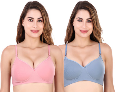 Havenhues Women Full Coverage Heavily Padded Bra(Pink, Blue)
