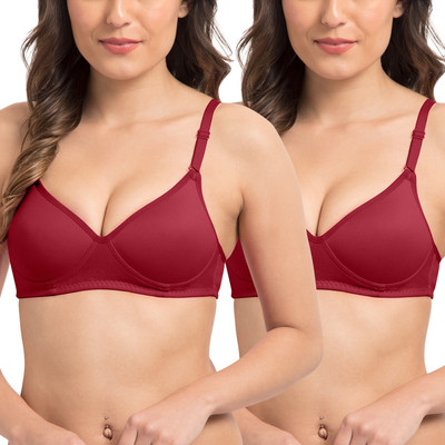 KOMLI Komli Seamless Medium Padded Full Coverage Cotton Rich Padded Bra Women T-Shirt Lightly Padded Bra(Maroon)