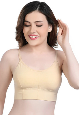 VOZVIE Imported 64.6 Women Cami Bra Lightly Padded Bra(Beige)