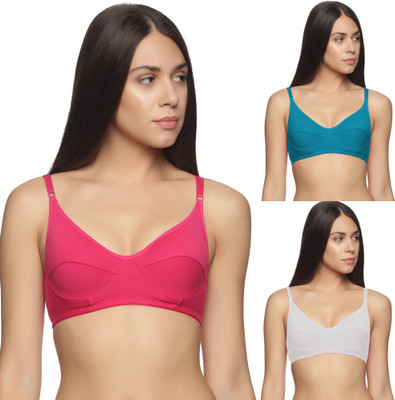WHITE ROSE Comfort Bra Women Everyday Non Padded Bra(Pink, Light Blue, White)