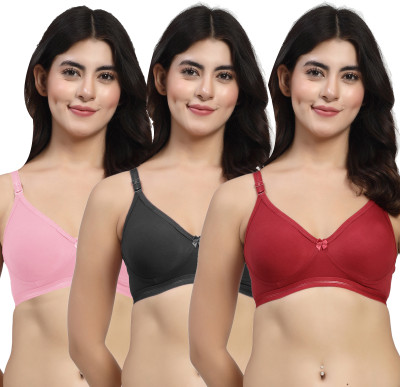LILY ithsirdMino Women T-Shirt Non Padded Bra(Maroon, Black, Pink)
