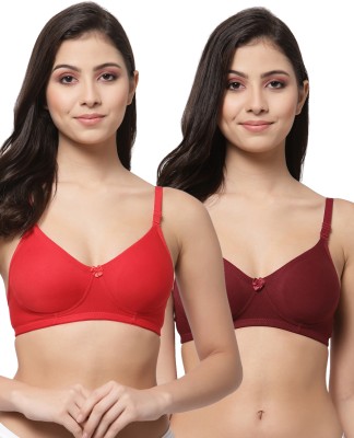 COLLEGE GIRL Detachable Strap Women T-Shirt Lightly Padded Bra(Red, Maroon)