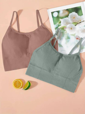 MAHEK CREATIVE Women T-Shirt Lightly Padded Bra(Brown, Grey)