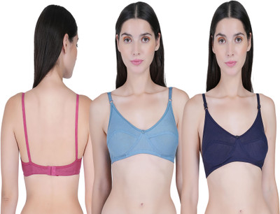 CURVZEX Women Minimizer Non Padded Bra(Pink, Light Blue, Dark Blue)
