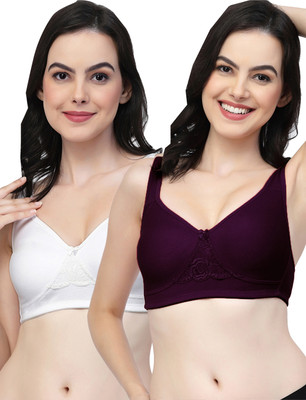 COLLEGE GIRL CG1214Mino Women Minimizer Non Padded Bra(Purple, White)
