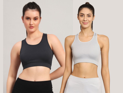 BEING RUNNER Women Sports Non Padded Bra(Grey, Black)