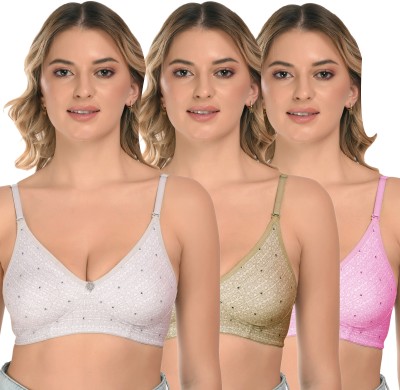 Divaflo Liprose Women T-Shirt Non Padded Bra(Grey, Beige, Pink)