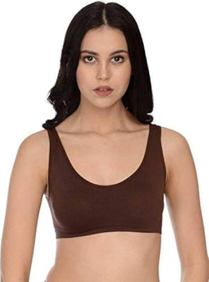 Joky Non-Padded & Non Wired Seamless Sports Bra Women T-Shirt Non Padded Bra(Brown)